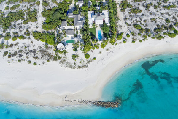 Aerial view of the luxury Coral House on Grace Bay.