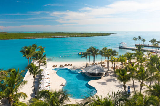 Aerial view of Blue Haven Resort and Mangrove Cay