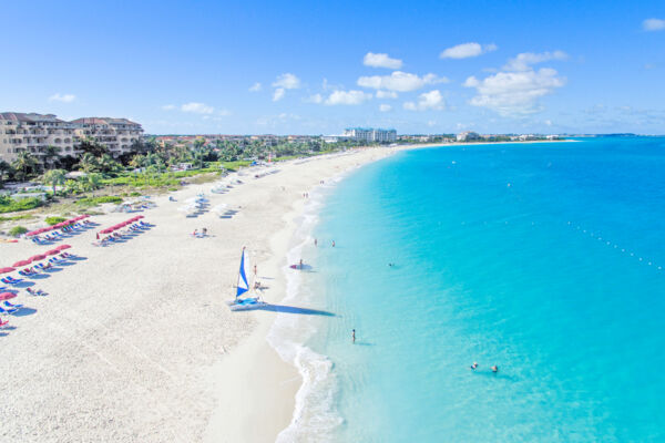 Aerial view of the beach at the Grace Bay Club