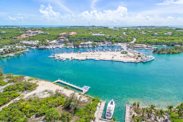 Aerial photo of Turtle Cove Marina and pond on Providenciales