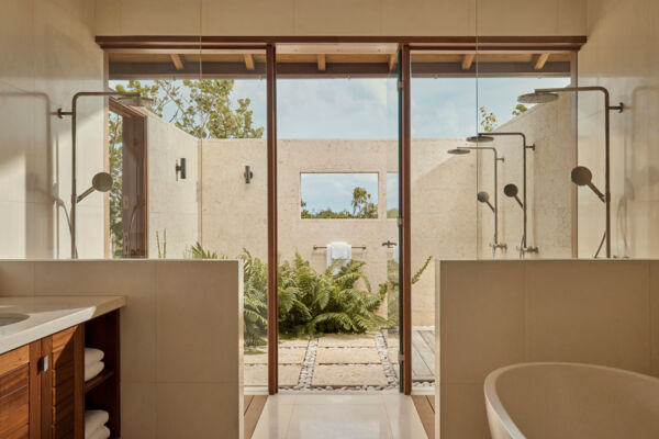 Aerial view of Serenity villa on Parrot Cay