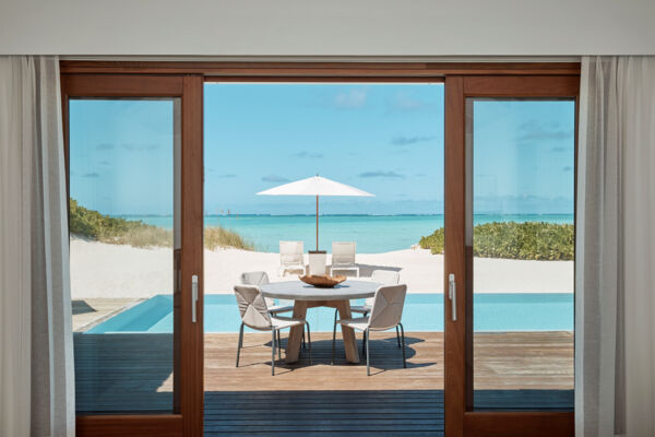 Aerial view of Serenity villa on Parrot Cay