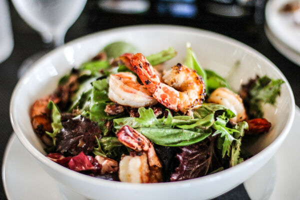 Shrimp salad at Fairways Restaurant in Grace Bay