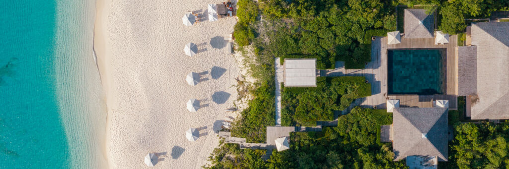 Overhead aerial view of Amanyara resort