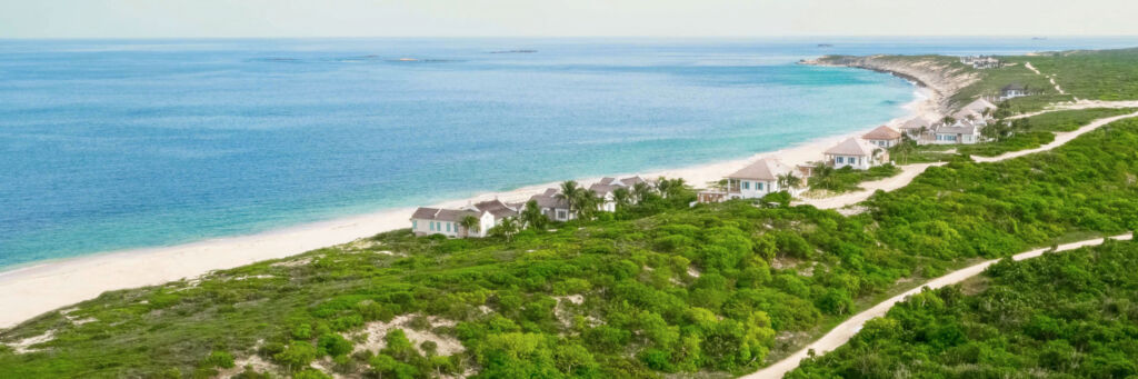 Aerial view of villas at Ambergris Cay in the Turks and Caicos