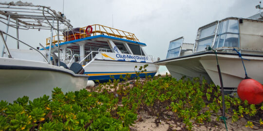 Boats left on shore in the Turks and Caicos after Hurricane Hanna