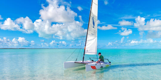 Hobie Cat sailboat at Bell Sound near South Caicos