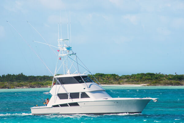 A deep sea sport fishing boat in Leeward Going Through Channel near Providenciales