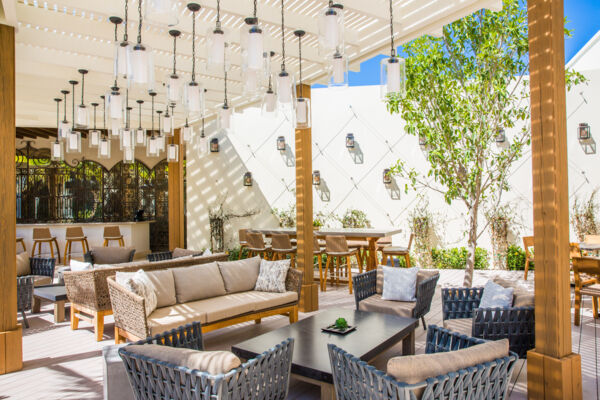 The outdoor dining ambiance at the Shore Club on Long Bay