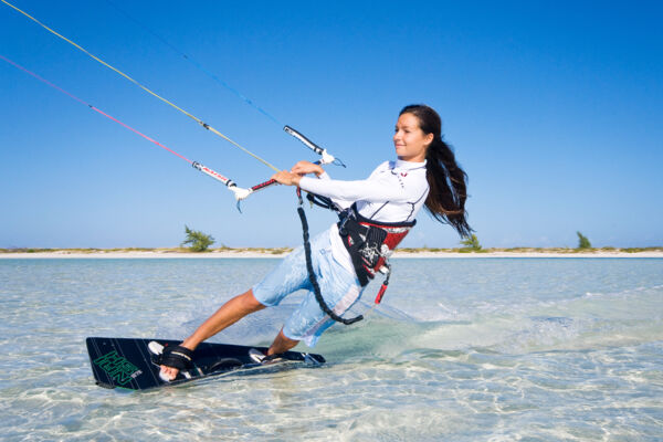 Flatwater kiteboarding at Half Moon Bay lagoon