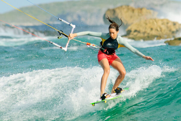 Kiteboarder in the waves at Mudjin Harbour on Middle Caicos