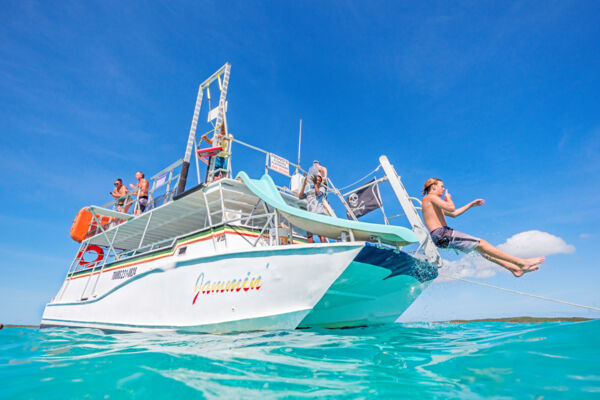 Boat with waterslide in the Turks and Caicos