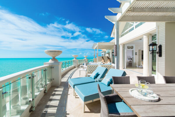 The view over the turquoise waters of Long Bay from the penthouse at the Shore Club