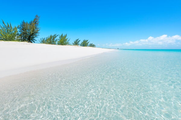 The secluded Pine Cay beach in the Turks and Caicos