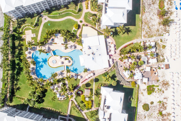 Aerial view of the Alexandra Resort in the Turks and Caicos