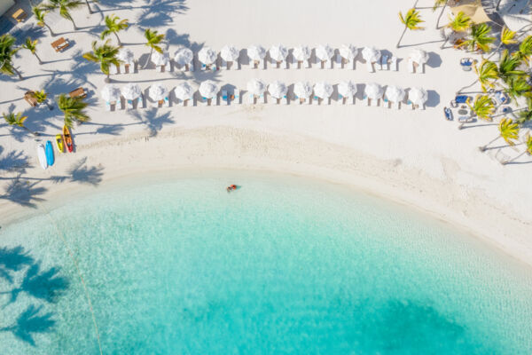 Overhead view of beach at Blue Haven Resort