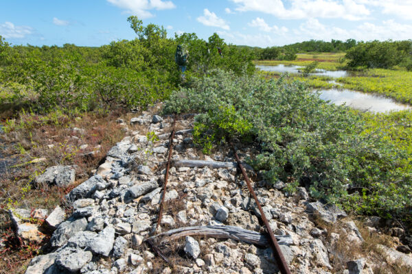 The remains of the Victorian-era small-scale railway and causeway on East Caicos