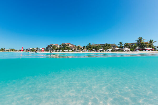 Clear ocean water at Grace Bay Beach in the Turks and Caicos