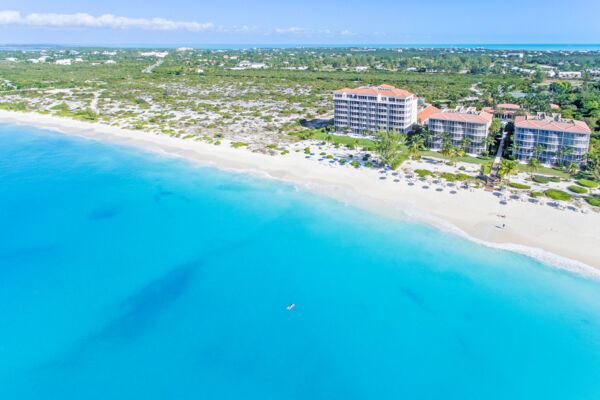 View from the parasail of the Grace Bay resorts