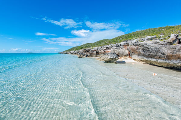 Clear ocean water at the small beach at Cooper Jack Bay on Providenciales