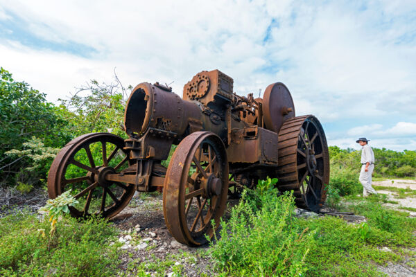 The Victorian-era Burrell steam traction engine at Yankee Town in the Turks and Caicos